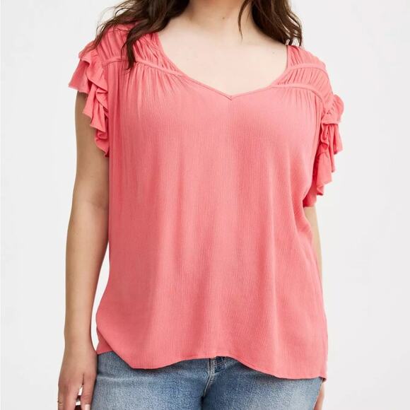 Torrid 4X Ruffle Short Sleeve Top - Picture 1 of 7